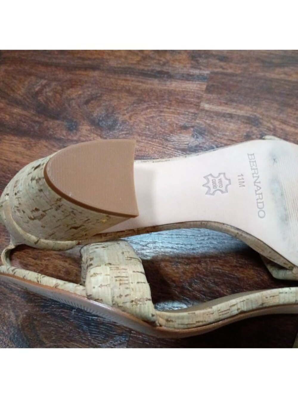 Bernardo Womens Cork Block Heel Ankle Strap Sandals 11M - Picture 7 of 11